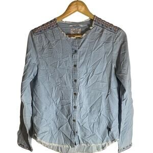 Pepe Jeans Women’s Blue Button Up Long Sleeve Shirt Size Medium